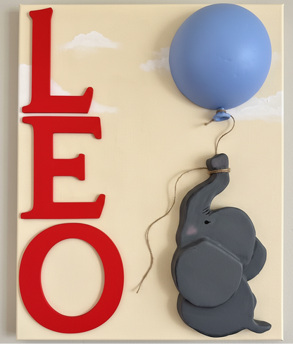 Elephant 3D layered wall art for nursery — handmade by PattyBin3D