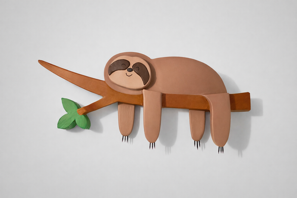 Sloth 3D layered wall art for nursery — handmade by PattyBin3D
